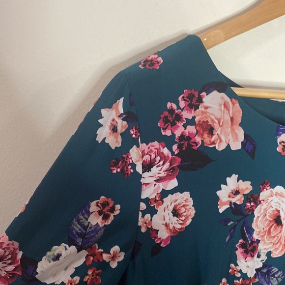 Eliza J matte jersey stretch knit floral print midi dress size 24W - Picture 6 of 13